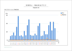 日別売上・現金支出グラフ